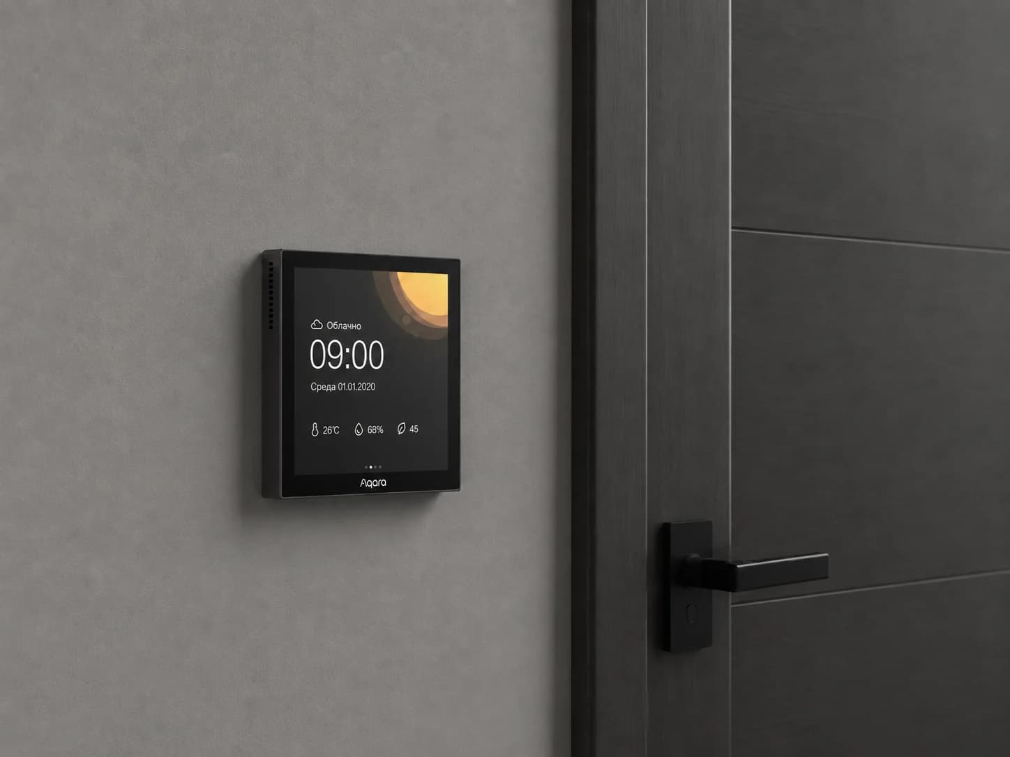 Сенсорная панель Aqara Smart Scene Panel Switch S1 рядом с входной дверью